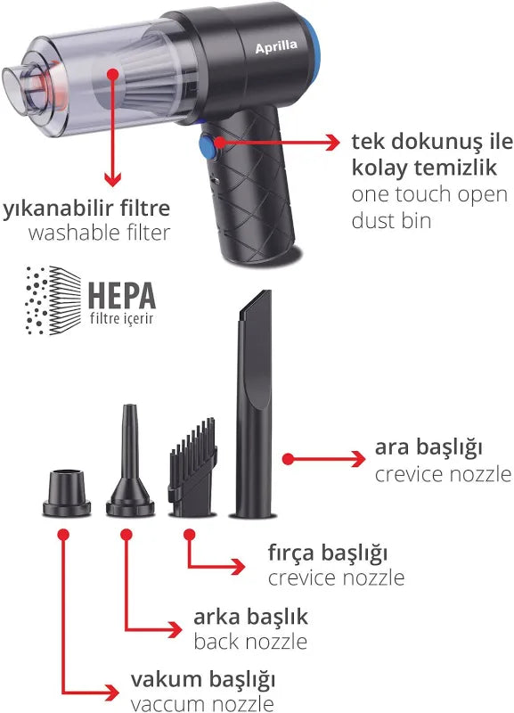 Kablosuz elde taşınabilir süpürge şarjlı